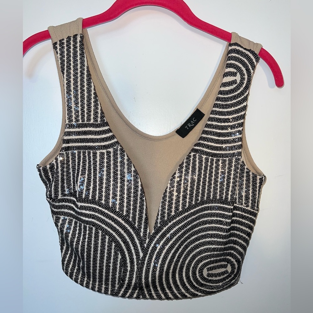 TRAC sequin short crop top size Large